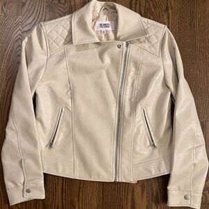 BB Dakota Steve Madden Moto Ivory Faux Leather Jacket Size M